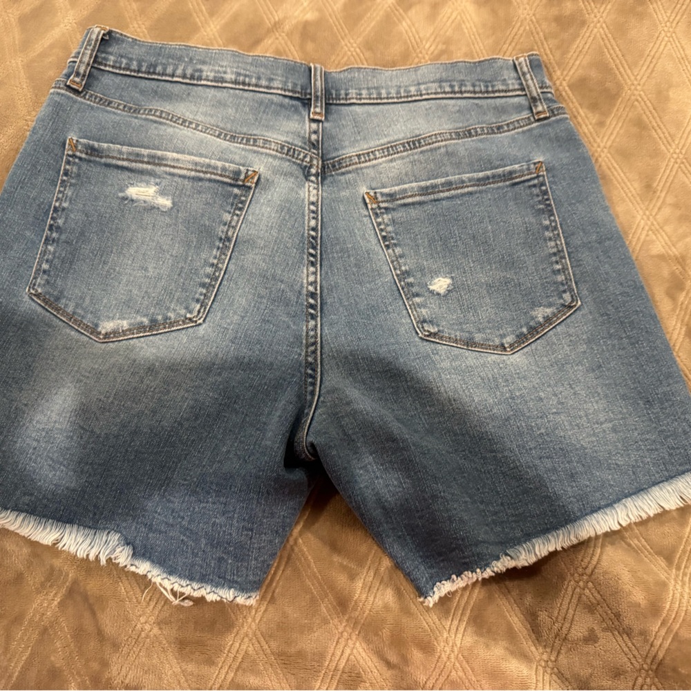 a.n.a Blue Jean Shorts Distressed Raw Hem